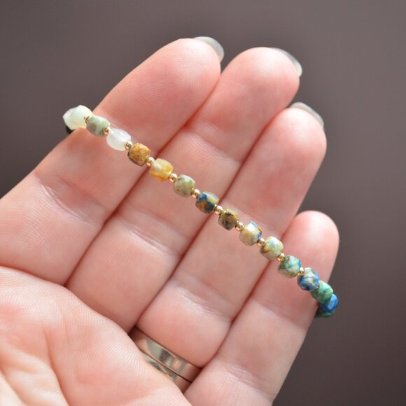 Chrysocolla Gemstone Beaded Bracelet - Handmade - Picture 9 of 13